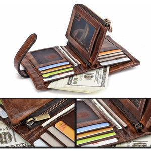 RFID Short Wallet Bifold Purse Vintage Style Wallets