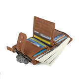 RFID Leather Short Purse 2 Folds Double Zipper Short Wallet