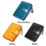 Women Wallet Bifold Compartment Solid Purse Buckle Zip Pocket