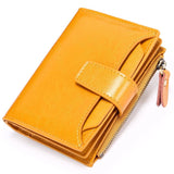 Women Wallet Bifold Compartment Solid Purse Buckle Zip Pocket