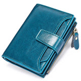 Women Wallet Bifold Compartment Solid Purse Buckle Zip Pocket