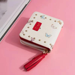 Small Cherry tassel Wallet Female Short Buckle All-match Students Purse