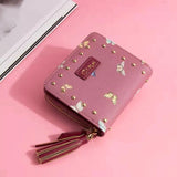Small Cherry tassel Wallet Female Short Buckle All-match Students Purse