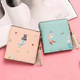 Small Cherry tassel Wallet Female Short Buckle All-match Students Purse