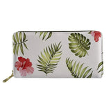 Palm Tree Leaf Pattern Long Wallet Zipper Phone Bag for Girls