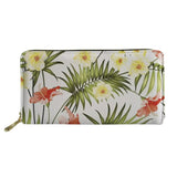 Palm Tree Leaf Pattern Long Wallet Zipper Phone Bag for Girls