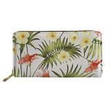 Palm Tree Leaf Pattern Long Wallet Zipper Phone Bag for Girls