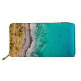 Beach Landscape Pattern Long Wallets Zipper Phone Bag for Girls Clutch Purse