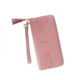Leaf Print Women Wallets PU Purses Long Wallet Zipper Bag