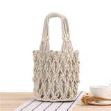 Retro Hollow Vacation Tote Handbag Portable Bucket Bag IL00604
