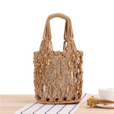 Retro Hollow Vacation Tote Handbag Portable Bucket Bag IL00604