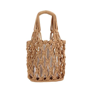Retro Hollow Vacation Tote Handbag Portable Bucket Bag IL00604