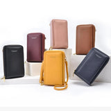 Small Shoulder Bag Touch Screen Phone Pocket Cellphone Wallet Women Mini PU Leat