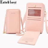 Small Shoulder Bag Touch Screen Phone Pocket Cellphone Wallet Women Mini PU Leat