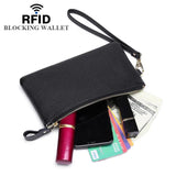 Cowhide Women Wallet Long Leather Zipper Clutch Phone Bag Purse