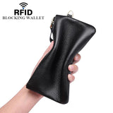 Cowhide Women Wallet Long Leather Zipper Clutch Phone Bag Purse