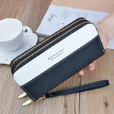 Double Zipper Hand Wallet Women Wallet Long Contrast Double Layer Wallet