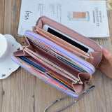 Women Double Zipper Wallet Long Printed Large Capacity Mobile Wallets For Women