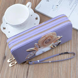 Women Double Zipper Wallet Long Printed Large Capacity Mobile Wallets For Women