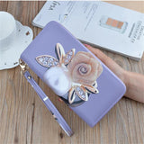 Women Double Zipper Wallet Long Printed Large Capacity Mobile Wallets For Women