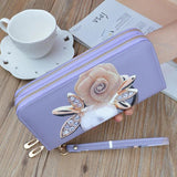 Women Double Zipper Wallet Long Printed Large Capacity Mobile Wallets For Women