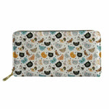 Cartoon Cat Puzzle Long Wallet PU Leather Clutch for Girls Zipper Purse