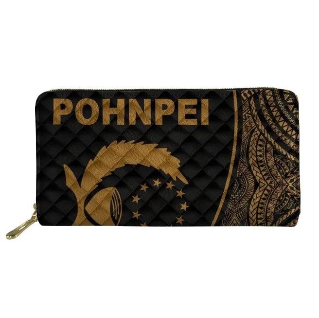 Kosrae Pohnpei Beach Tattoo Pattern Wallet Clutch Purse