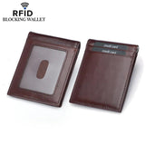Weduoduo Men Money Clip Mini Wallet Genunie Leather