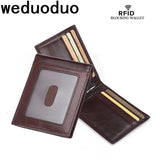 Weduoduo Men Money Clip Mini Wallet Genunie Leather