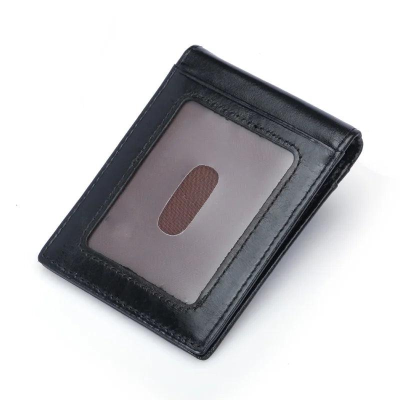 Weduoduo Men Money Clip Mini Wallet Genunie Leather