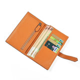 Women's Drawstring Wallet Long Leather Cosmetic Bag