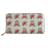 Sloth Print Ladies Leather Wallet Zipper Large Capacity Money Bag