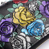 Gorgeous Leather Wallet Flower Dragonfly Lady Handbag