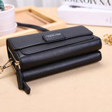 Women's PU Leather Vertical Wallet Clutch Messenger Bag