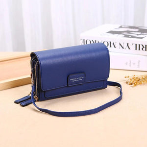 Women's PU Leather Vertical Wallet Clutch Messenger Bag