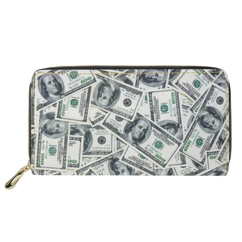 Dollar Print Long Wallet Multifunctional PU Leather Wallet