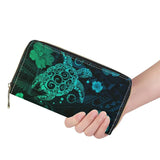 Hycool Women's Leather Wallet Polynesian Tribal Hawaii Flower Purses Long