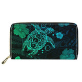 Hycool Women's Leather Wallet Polynesian Tribal Hawaii Flower Purses Long