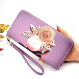 Vintage Retro Long Women's Wallet PU Leather Phone Holders Zipper Wallet
