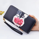 Vintage Retro Long Women's Wallet PU Leather Phone Holders Zipper Wallet