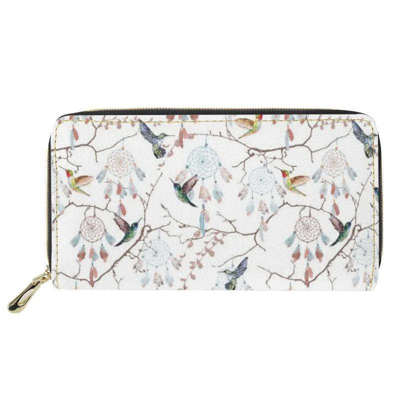 Dream Catcher Bird Print Long Wallet Girls Zipper Clutch Cartras