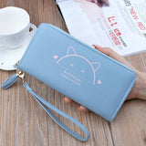 Vintage Long Woman Purse PU Leather Rfid Holder Ladies Purse Retro Zipper