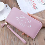 Vintage Long Woman Purse PU Leather Rfid Holder Ladies Purse Retro Zipper