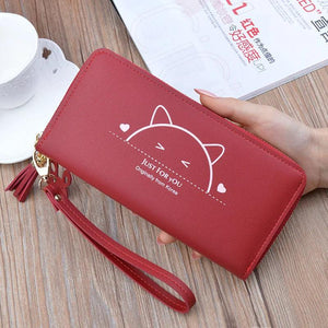 Vintage Long Woman Purse PU Leather Rfid Holder Ladies Purse Retro Zipper