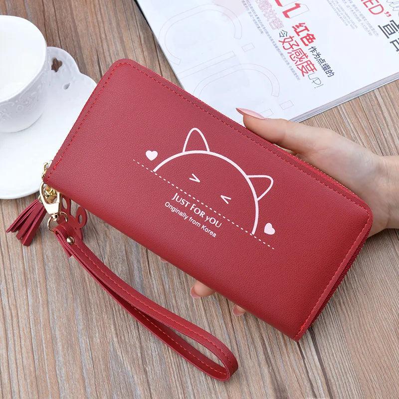 Vintage Long Woman Purse PU Leather Rfid Holder Ladies Purse Retro Zipper