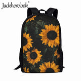 Sunflower Pattern School Backpack for Kid, College Student, 17-inch Laptop Bag