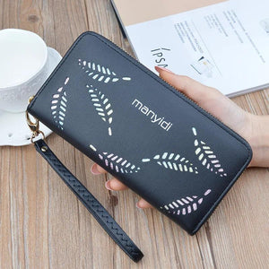 Vintage PU Leather Zipper Long Women's Wallet Phone Holder