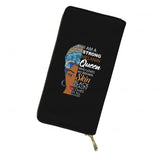 African Girl Print Long PU Leather Wallet for Women