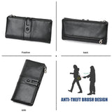 Vintage Women RFID Wallet Leather Long Purse Ladies Clutch Wallet