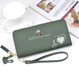 Long Women's Wallet PU Leather Rfid Holder Vintage Zipper Purse